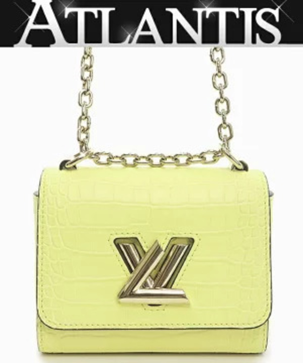 Louis Vuitton Twist Chain Shoulder Bag Crocodile Alligator Mimosa Yellow